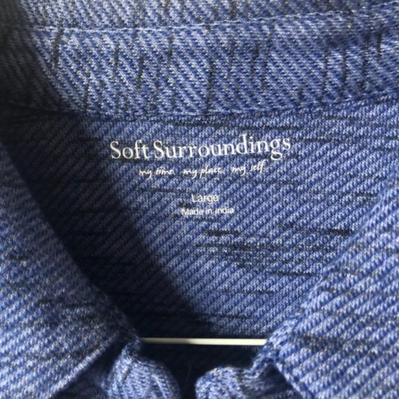 ❤️Soft Surroundings Blue Half Zip Sweater Collar Chest Pockets Space Dye Size L - Picture 4 of 7